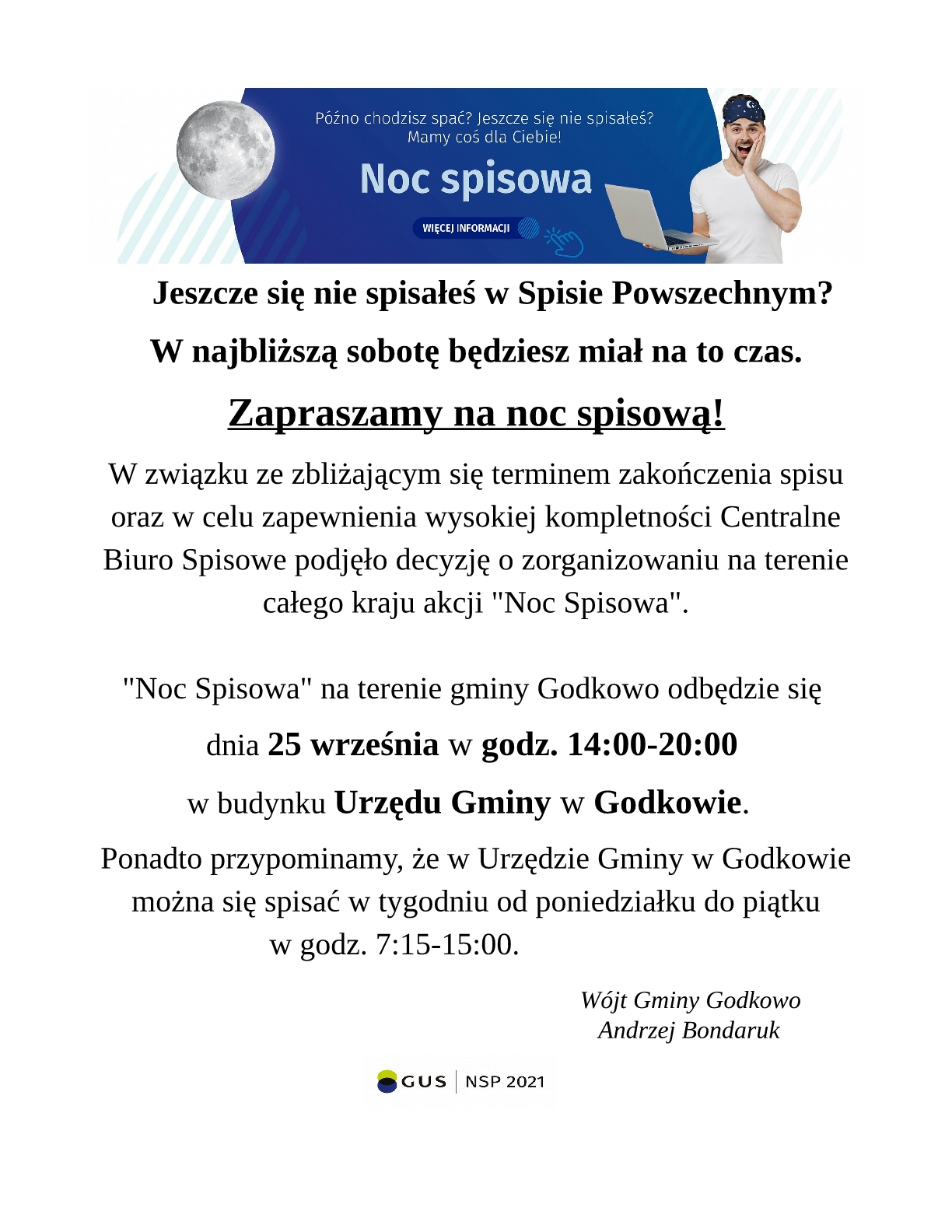 noc spisowa, 25 września 2021 r.