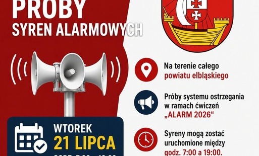 Plakat próby syren alarmowych