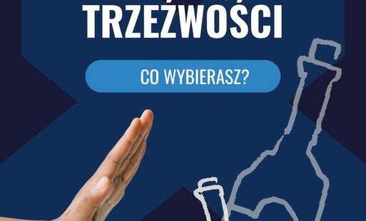 Plakat z napisem "Sierpień miesiąc trzeźwości"